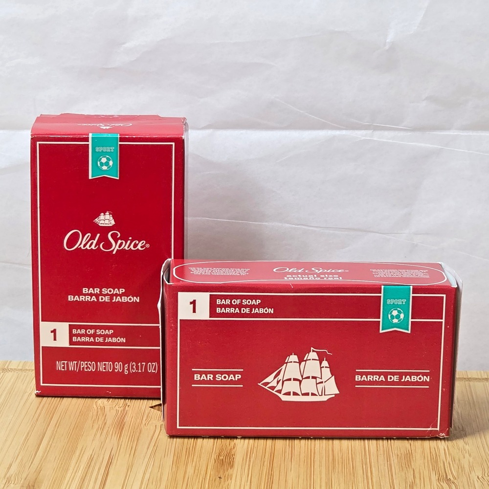 Old Spice Sport Bar Soap 3.17oz 90g Men Cleansing Body Wash 2 Pack Box